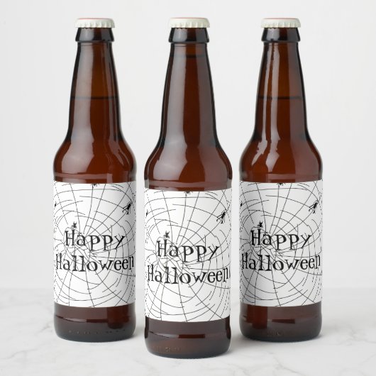 Met de hand getekende spinnenwebdoodles bier etiket (Flessen)