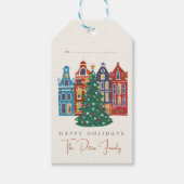 Met de hand getekende stad Amsterdam Kerstmis Cadeaulabel (Voorkant)