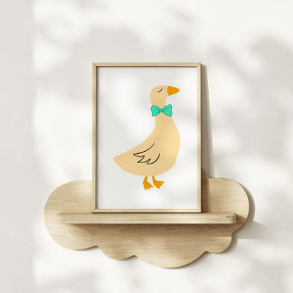 Met de hand getekende stijlvolle gans kinderkamer  poster