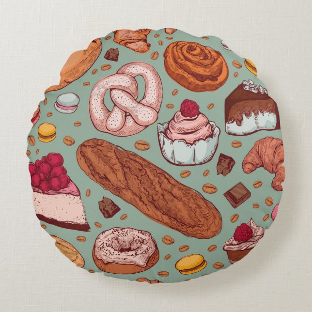 Met de hand getekende, stijlvolle, stijlvolle, kle rond kussen (Voorkant)