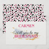 Met de hand getekende Stippen roze en zwart Kaart (Voorkant / Achterkant)