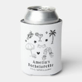 Met de Hand Getekende Strand Cocktails Bruiloft Blikjeskoeler (Blikje Voorkant)