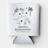 Met de Hand Getekende Strand Cocktails Bruiloft Blikjeskoeler (Voorkant)