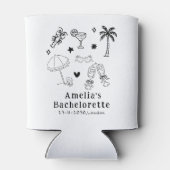 Met de Hand Getekende Strand Cocktails Bruiloft Blikjeskoeler (Achterkant)