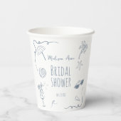 Met de hand getekende strand-doodle-illustraties B Papieren Bekers (Achterkant)