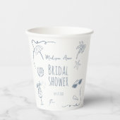 Met de hand getekende strand-doodle-illustraties B Papieren Bekers (Voorkant)