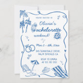Met de Hand Getekende Strand Kust Bachelorette Kaart (Voorkant)