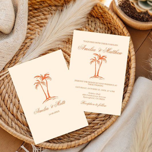 Met de hand getekende strandpalmboom Whimsical bru Kaart