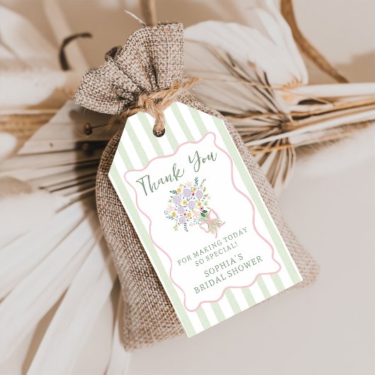 Met de Hand Getekende Streep Bloem Bruidsfeest Cad Cadeaulabel