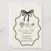 Met de hand getekende strik bloemige bruidsmeisje  kaart (Voorkant)