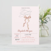 Met de hand getekende strik gestippelde babyshower kaart (Staand voorkant)