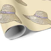 Met de hand getekende strooien hoed Beige Cadeaupapier (Rol Hoek)