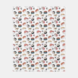 Met de Hand Getekende Sushi Mix Fleece Deken