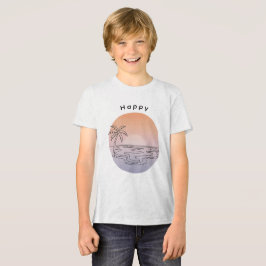 Met de Hand Getekende T-Shirt met Zonsondergang op