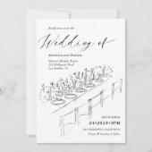 Met de Hand Getekende Tafelindeling Minimalistisch Kaart (Voorkant)