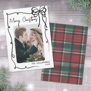 Met de Hand Getekende Tartan Whimsical Prettig Ker Feestdagenkaart