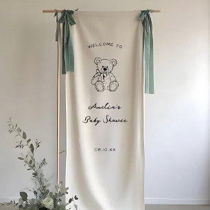 Met de hand getekende teddybeer babyshower spandoek