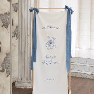 Met de hand getekende teddybeer jongens baby showe spandoek