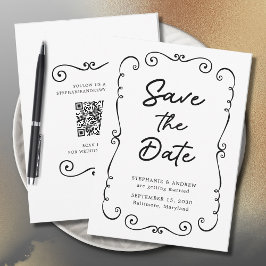 Met de Hand Getekende Tekening Rand Trouwen Aankon Kaart