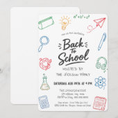 Met de Hand Getekende Terug naar School Feest Kaart (Voorkant / Achterkant)