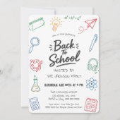 Met de Hand Getekende Terug naar School Feest Kaart (Voorkant)