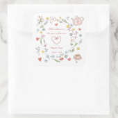 Met de Hand Getekende Thee Bruidsdiner met een Spr Vierkante Sticker (Tas)