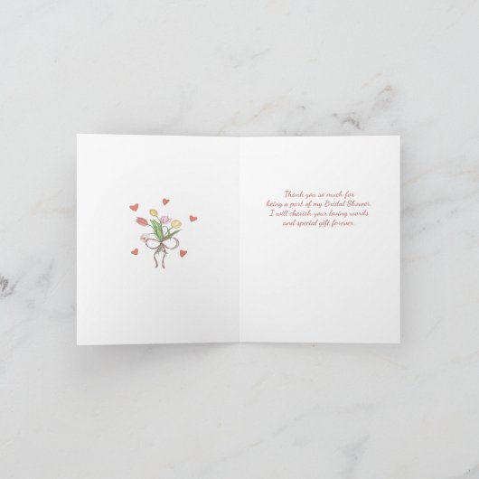 Met de Hand Getekende Thee Bruidsfeest Dank Je Bedankkaart (Binnen)