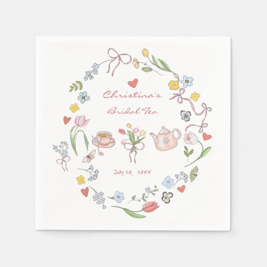 Met de Hand Getekende Thee Bruiloft Feestje Met Fa Servet (Voorkant)