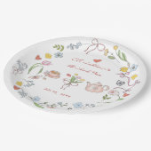 Met de hand getekende theebruidsschieter met grill papieren bordje (Gekanteld)