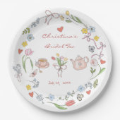 Met de hand getekende theebruidsschieter met grill papieren bordje (Voorkant)