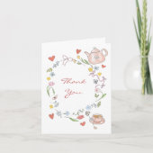 Met de hand getekende theebruidsshower dankjewel m bedankkaart (Voorkant)