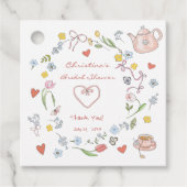 Met de hand getekende theebruidsshower met grillig bedankjes labels (Voorkant)