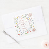 Met de hand getekende theebruidsshower met grillig vierkante sticker (Envelop)