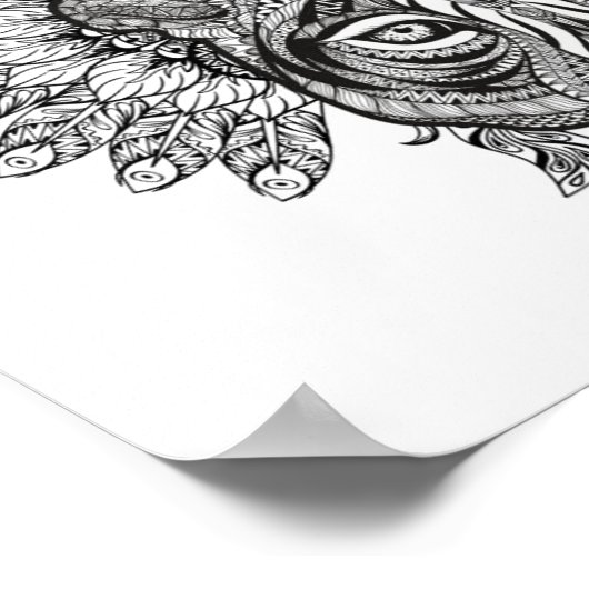 Met de hand getekende tijger in stijl 2 poster (Hoek)