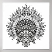 Met de hand getekende tijger in stijl 2 poster (Voorkant)