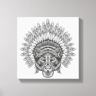 Met de hand getekende tijger in stijl 6 canvas afdruk