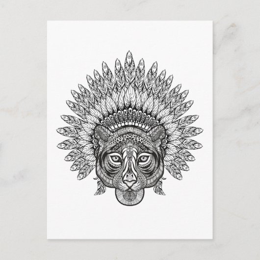 Met de hand getekende tijger in stijl briefkaart (Voorkant)