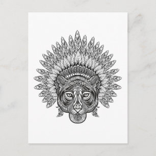 Met de hand getekende tijger in stijl briefkaart