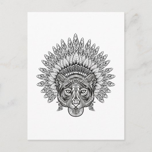 Met de hand getekende tijger in stijl briefkaart (Voorkant)