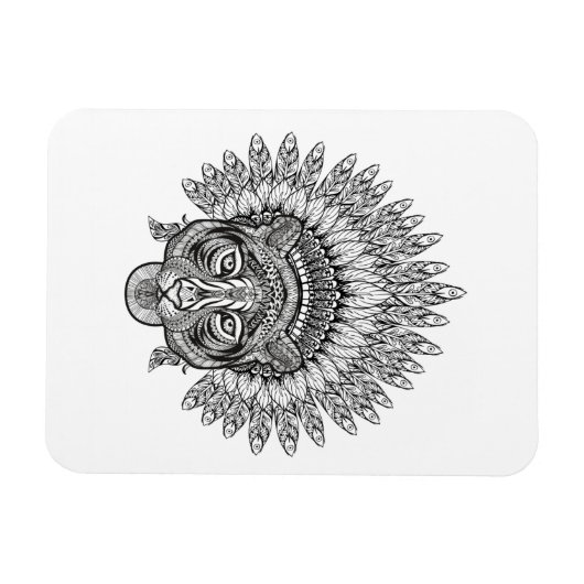 Met de hand getekende tijger in stijl magneet (Horizontaal)