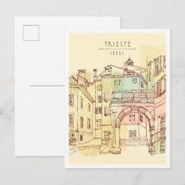 Met de hand getekende Trieste Italië Landmark Briefkaart