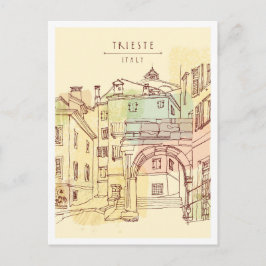 Met de hand getekende Trieste Italië Landmark Briefkaart