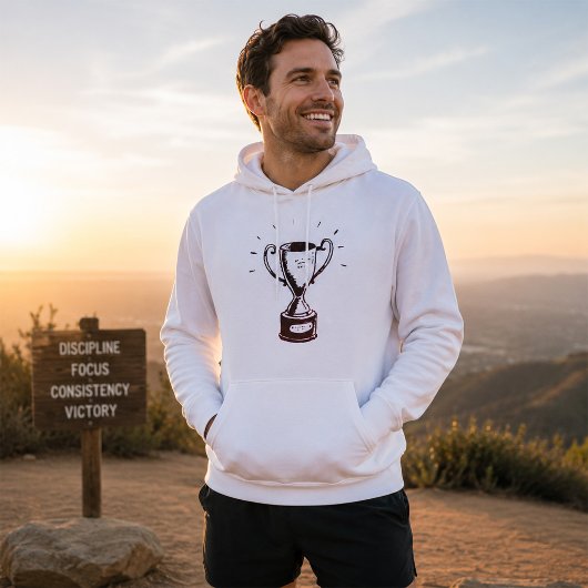 Met de hand getekende trofee Retro zwart-wit onder Hoodie