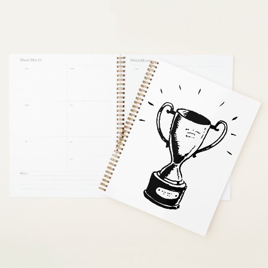 Met de hand getekende trofee Retro zwart-wit onder Planner