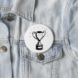 Met de hand getekende trofee Retro zwart-wit onder Ronde Button 7,6 Cm
