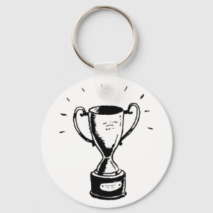 Met de hand getekende trofee retro zwart-wit onder sleutelhanger