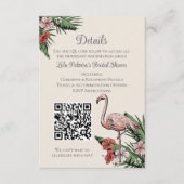 Met de Hand Getekende Tropische Flamingo QR Code T Informatiekaartje (Voorkant)