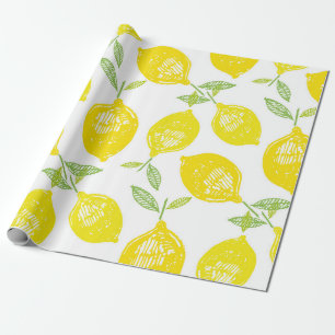 Met de hand getekende tropische fruitpatroonboomvo cadeaupapier