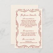 Met de Hand Getekende Trouwdetails in Terracotta L Informatiekaartje (Voorkant / Achterkant)