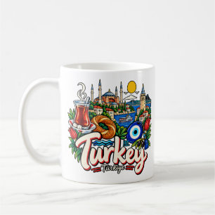 Met de Hand Getekende Turkije Reis Kunst Landmark Koffiemok